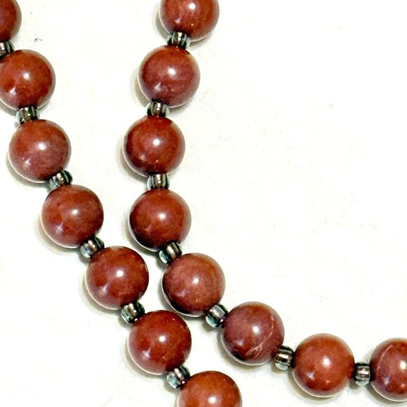 Genuine Red Jasper Short Necklace, Gemstone & Silver Cat on the Moon Charm - Picture 9 of 13